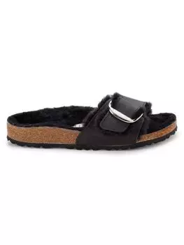 Узкие кожаные сандалии Madrid на подкладке из овчины Birkenstock, черный