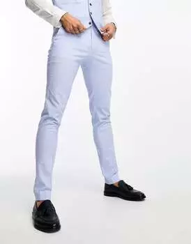 Узкие льняные брюки-скинни ASOS пастельно-синего цвета