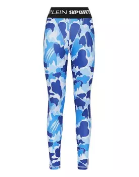 Узкие леггинсы Plein Sport, цвет Navy/Sky blue/Light blue