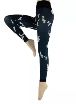 Узкие леггинсы с крупным фантазийным принтом плотностью 140 ден Hyd, мультиколор