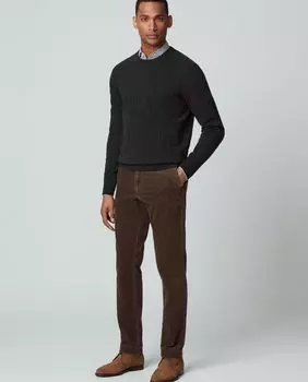 Узкие мужские брюки чинос темно-коричневого цвета Hackett, темно коричневый