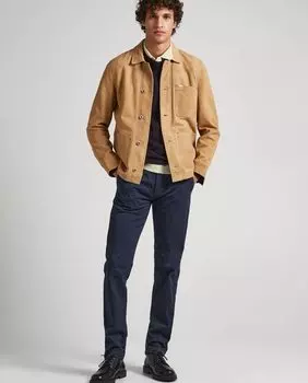 Узкие мужские брюки чинос темно-синего цвета Pepe Jeans, темно-синий