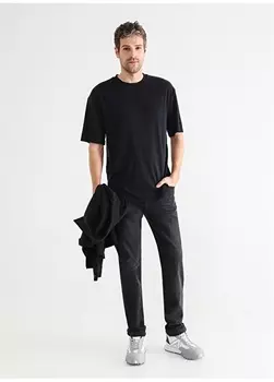 Узкие мужские джинсовые брюки антрацитового цвета с низкой талией Fabrika