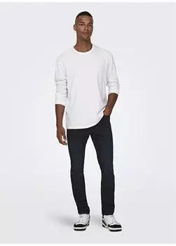 Узкие мужские джинсовые брюки с высокой талией 22026921_ONSLOOM SLIM BLUE BLACK 69 Only & Sons