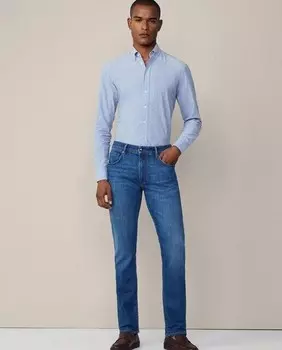 Узкие мужские джинсы с эффектом потертости Hackett, синий