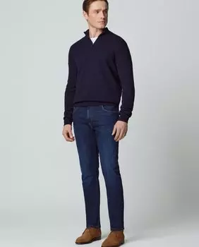 Узкие мужские джинсы с эффектом потертости синего цвета Hackett, синий