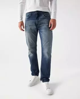 Узкие мужские джинсы синего цвета с эффектом потертости Salsa Jeans, синий