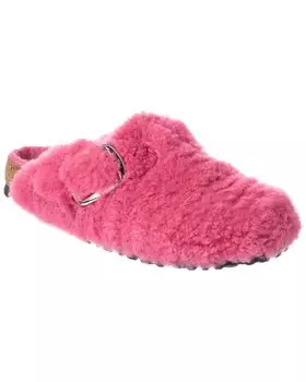 Узкие овчинные сабо Birkenstock Boston с большой пряжкой, розовый