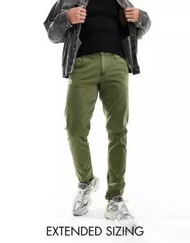 Узкие потертые чиносы цвета хаки ASOS DESIGN