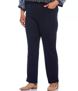 Узкие прямые брюки без застежки двойной вязки Intro размера плюс Stella, синий