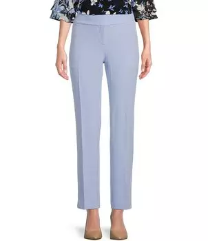 Узкие прямые брюки из эластичного крепа Kasper, синий