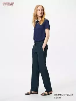 Узкие прямые брюки из твилового джерси Uniqlo, синий