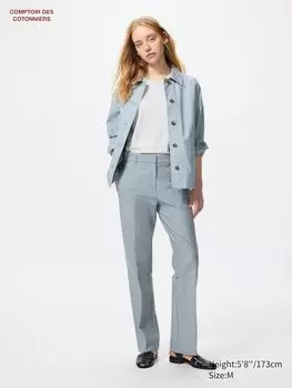 Узкие прямые брюки из твилового джерси Uniqlo, синий