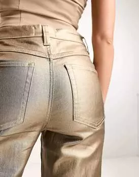 Узкие прямые джинсы ASOS золотого металлика