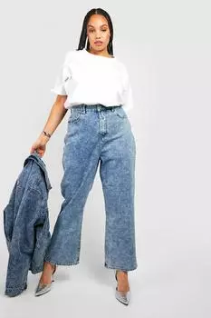 Узкие прямые джинсы plus acid wash Boohoo, синий
