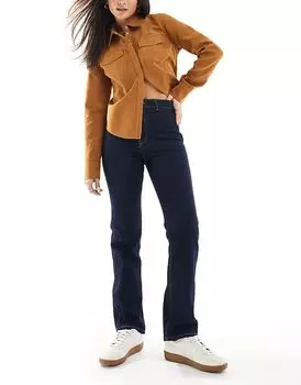 Узкие прямые джинсы с высокой посадкой, цвет чернильный, с отделкой из золотых пуговиц ASOS DESIGN