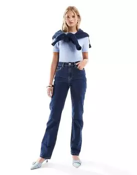 Узкие прямые джинсы с высокой посадкой в полоскании ASOS DESIGN