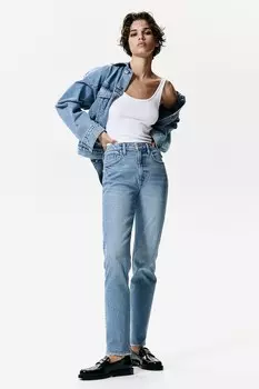 Узкие прямые джинсы с высокой щиколоткой H&M, голубой
