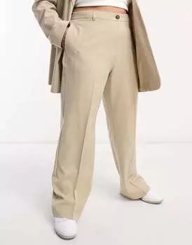 Узкие прямые костюмные брюки нейтрального цвета ASOS Curve Mix & Match