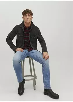 Узкие прямые синие мужские джинсовые брюки с нормальной талией Jack & Jones