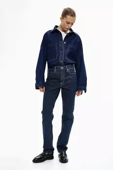 Узкие прямые высокие джинсы H&M, синий