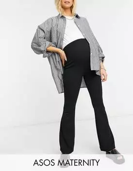 Узкие расклешенные брюки из джерси с завышенной талией ASOS DESIGN Maternity