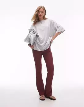 Узкие расклешенные брюки Topshop бордового цвета