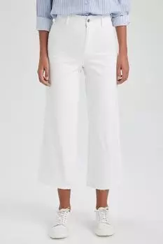 Узкие расклешенные джинсовые брюки с высокой талией и расклешенными штанинами DeFacto, белый