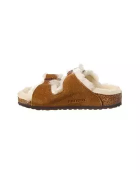 Узкие сандалии Birkenstock Arizona из замши и овчины, серый