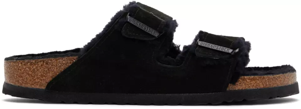 Узкие сандалии из овчины Arizona Birkenstock, черный
