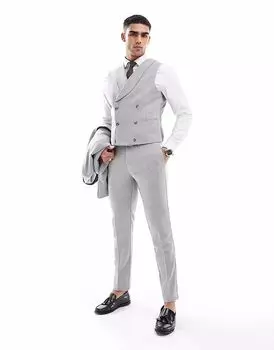 Узкие шерстяные брюки ASOS DESIGN серого цвета