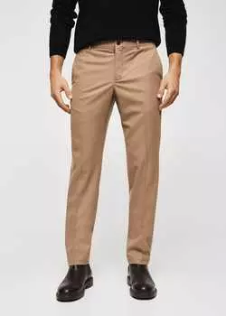 Узкие шерстяные брюки MANGO, коричневый