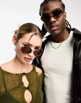 Узкие шестиугольные солнцезащитные очки AJ Morgan черепаховой расцветки