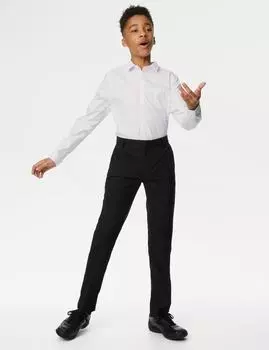 Узкие школьные брюки для мальчиков с зауженной талией Marks & Spencer, черный