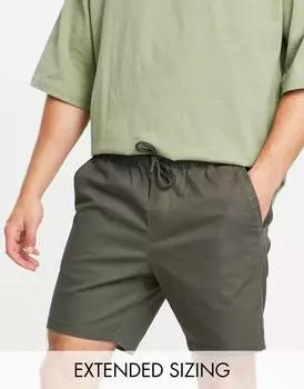 Узкие шорты чинос цвета хаки с эластичной талией ASOS DESIGN