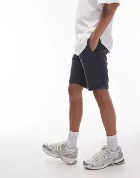 Узкие шорты-чинос темно-синего цвета Topman