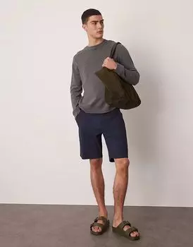 Узкие шорты-чиносы стандартной длины ASOS DESIGN темно-синего цвета