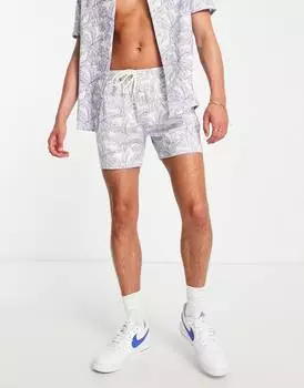 Узкие шорты из смесового льна с цветочным принтом ASOS DESIGN co-ord