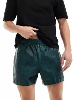 Узкие шорты из зеленой кожи ASOS DESIGN