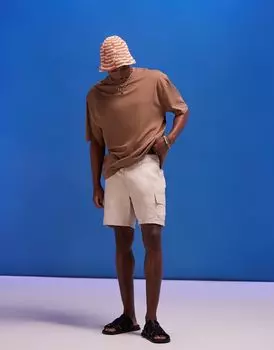 Узкие шорты-карго нейтральной льняной текстуры ASOS DESIGN