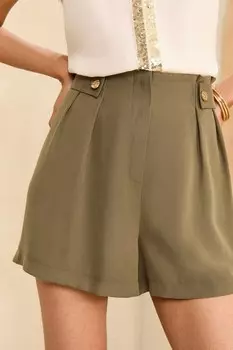 Узкие шорты с эффектом бумажного пакета Tencel Love & Roses, зеленый