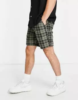 Узкие шорты в зеленую клетку в клетку ASOS DESIGN