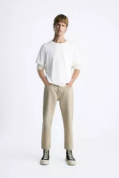 Узкие укороченные джинсы ZARA, кэмел