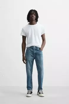 Узкие укороченные джинсы ZARA, синий