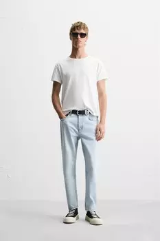 Узкие укороченные джинсы ZARA, светло-голубой