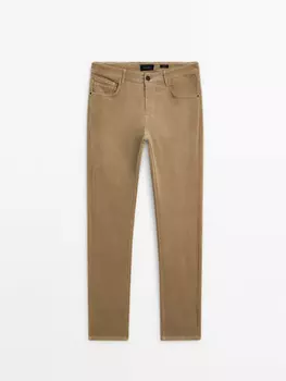 Узкие вельветовые брюки из денима Massimo Dutti, коричневый