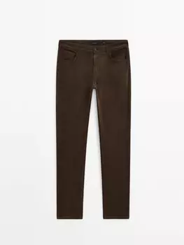 Узкие вельветовые брюки из денима Massimo Dutti, хаки