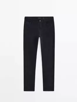 Узкие вельветовые брюки из денима Massimo Dutti, синий