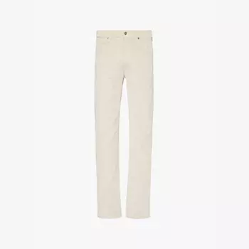 Узкие вельветовые джинсы прямого кроя с пятью карманами из смеси эластичного хлопка и хлопка 7 For All Mankind, экрю