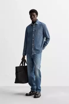 Узкие выцветшие джинсы ZARA, средне-синий